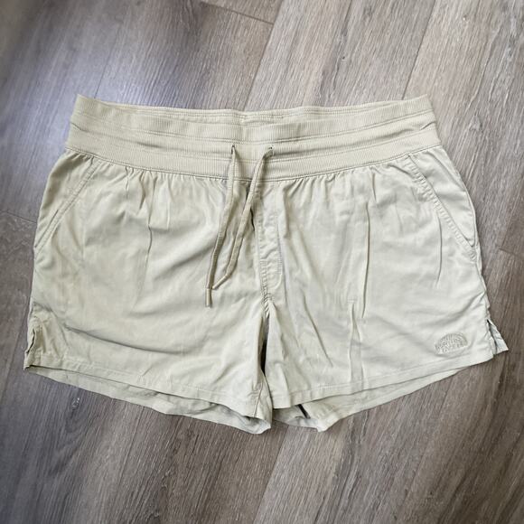 North Face Shorts Women Sz L Brown Tan Pockets Drawstring Waist - Picture 1 of 12